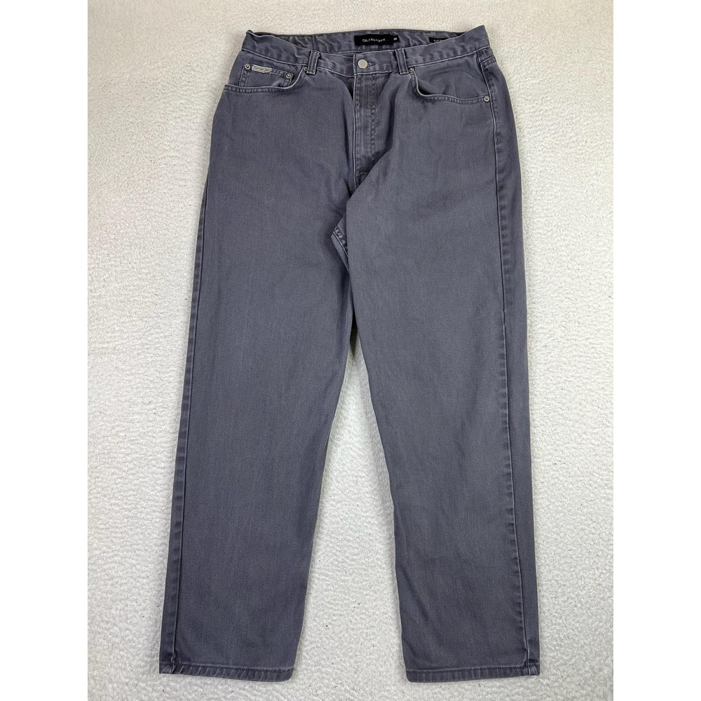 Calvin Klein Jeans Mens Jeans 36x32 (Fits 34x31)‎ Gray Easy Fit Zip Fly Denim